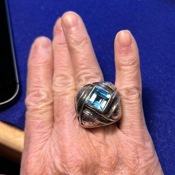 DLM Jewelry - DLM (Dian Malouf) Sterling silver and topaz dome ring